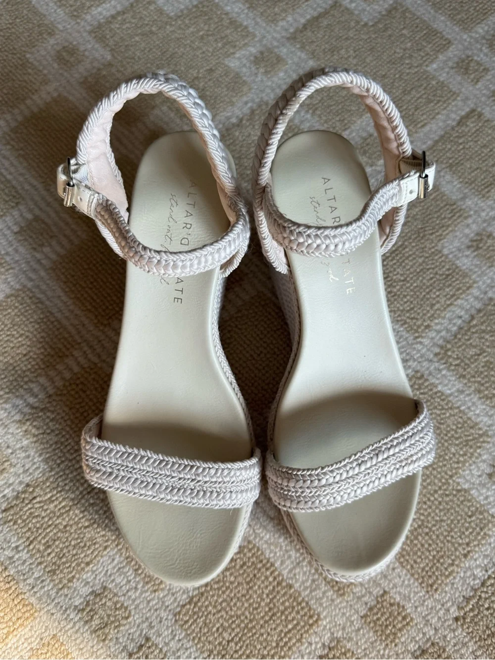 Altar’d State Braided Wedge Sandals Platform Espadrille Shoes Ivory White 7.5